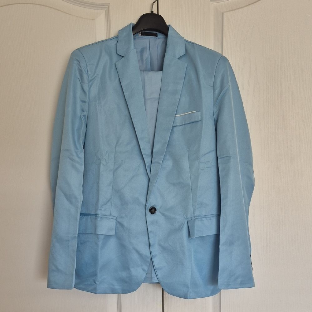 Elegant Sky Blue Men's Blazer Suite
